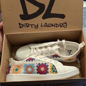 Dirty Laundry White Crochet Sneakers